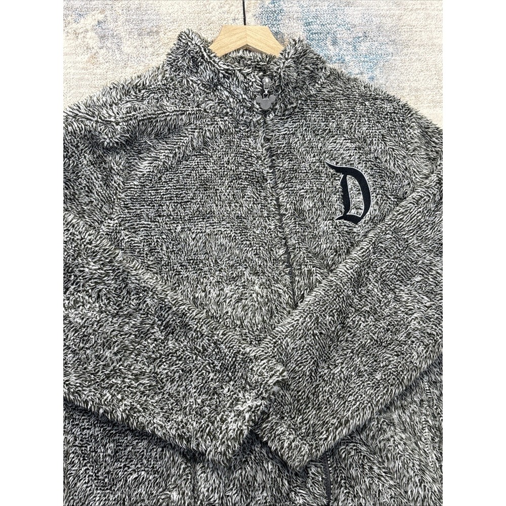 Disney Mickey Mouse Fuzzy Sherpa Full Zip Jacket‎ Gray Women's XL Cozy Plush